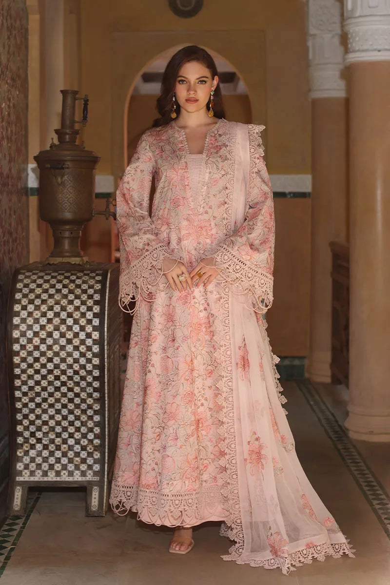 Bareeze-Lawn 3 Pcs All Over Embroidered Unstitched Suit With Embroidered Chiffon Dupatta