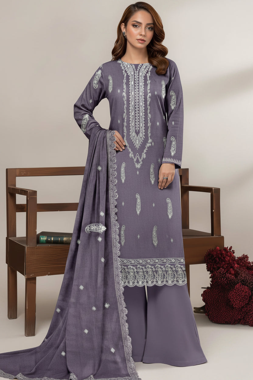 Embroidered Lawn Unstitched 3PC with Embroidered Ready to wear Dupatta