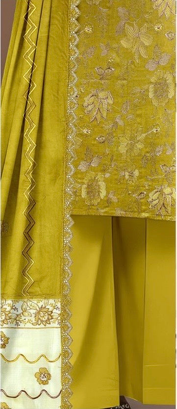 Embroidered Lawn Unstitched 3PC with Embroidered Ready to wear Dupatta