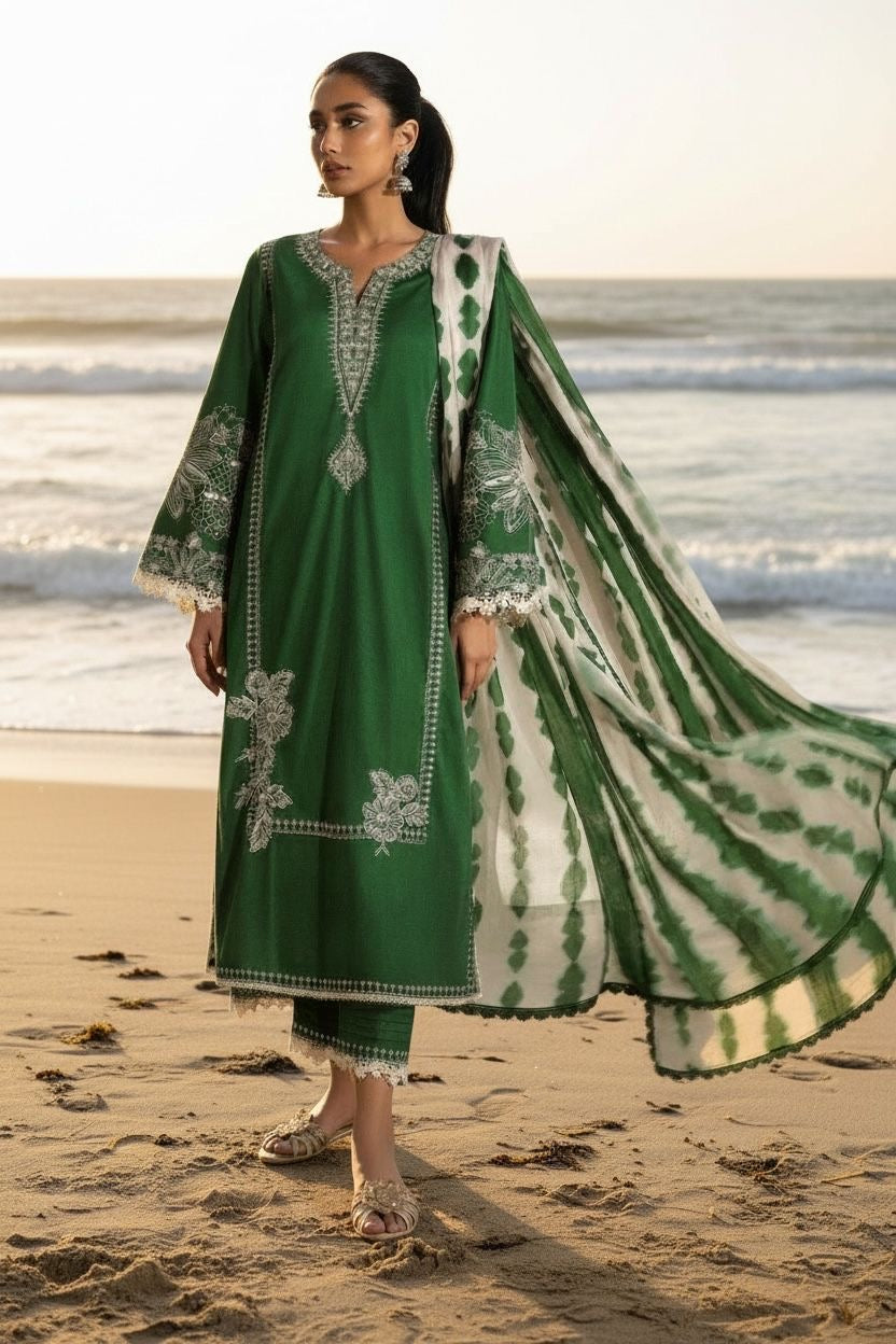 Embroidered Lawn Unstitched 3PC with Digital Printed Dupatta