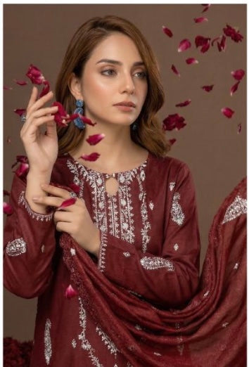 Embroidered Lawn Unstitched 3PC with Embroidered Ready to wear Dupatta