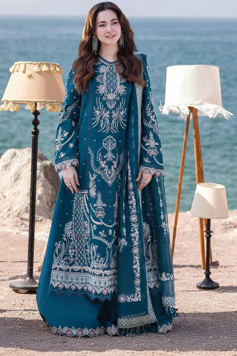Qalamkar Sahil Embroidered Luxury Lawn Unstitched 3Pc Suit