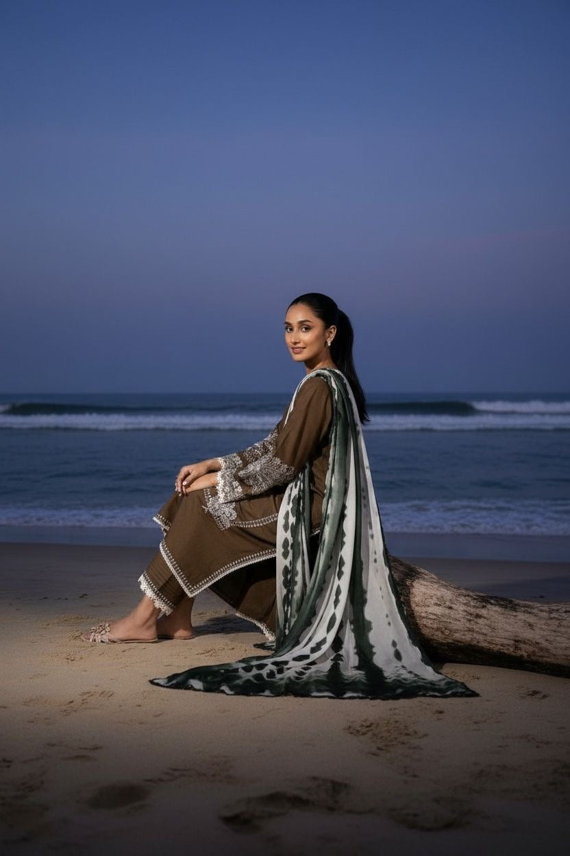 Embroidered Lawn Unstitched 3PC with Digital Printed Dupatta