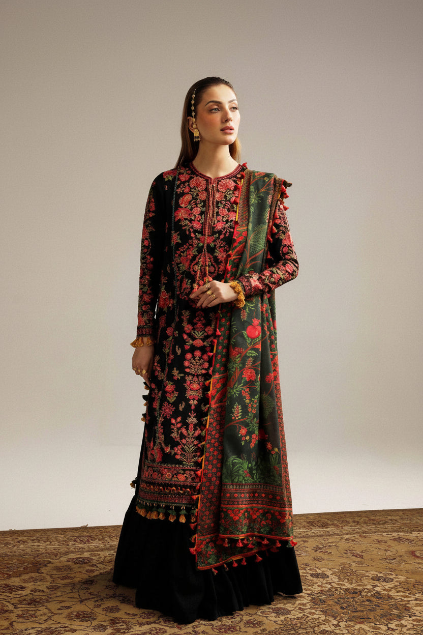 Hussain Rehar Unstitched Embroidered Lawn 3Pc