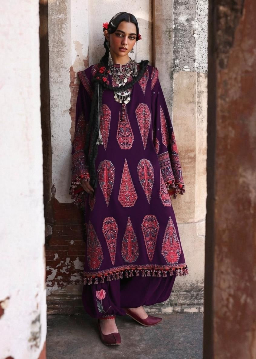 Hussain Rehar-Embroidered Lawn Unstitched 3PC with Embroidered Dupatta