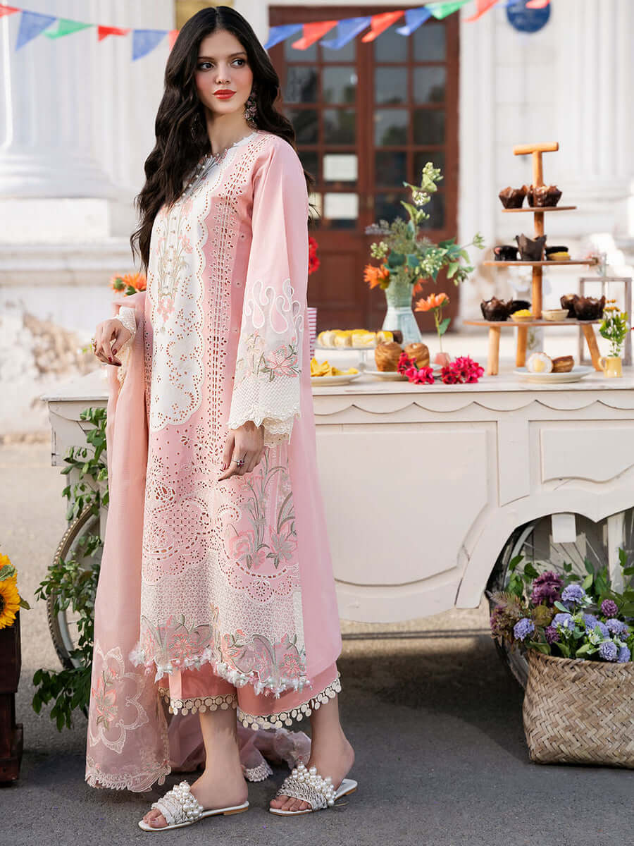 Chicken Kari Fully Embroidered pure Lawn Unstitched 3PC With Heavy Embroidered Khadi Net Dupatta