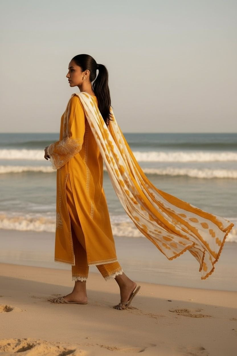 Embroidered Lawn Unstitched 3PC with Digital Printed Dupatta