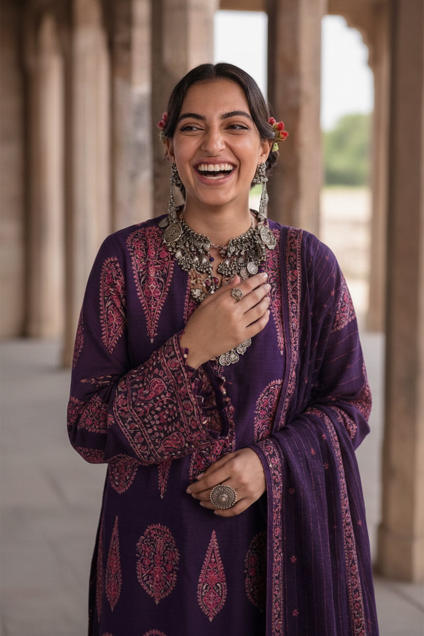 Hussain Rehar-Embroidered Lawn Unstitched 3PC with Embroidered Dupatta