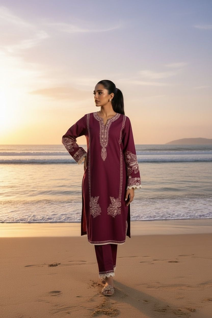 Embroidered Lawn Unstitched 3PC with Digital Printed Dupatta