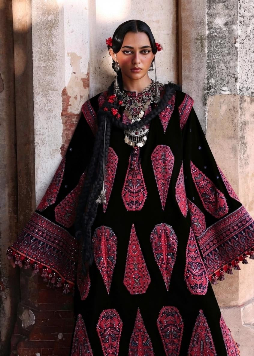 Hussain Rehar-Embroidered Lawn Unstitched 3PC with Embroidered Dupatta
