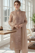 Bareeze-Lawn 3 Pcs All Over Embroidered Unstitched Suit With Embroidered Chiffon Dupatta