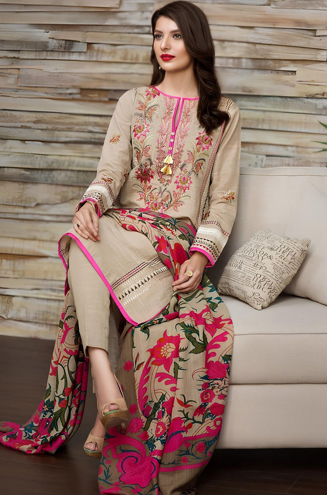 Khaadi Embroidered Lawn 3PC with Digital Printed Dupatta
