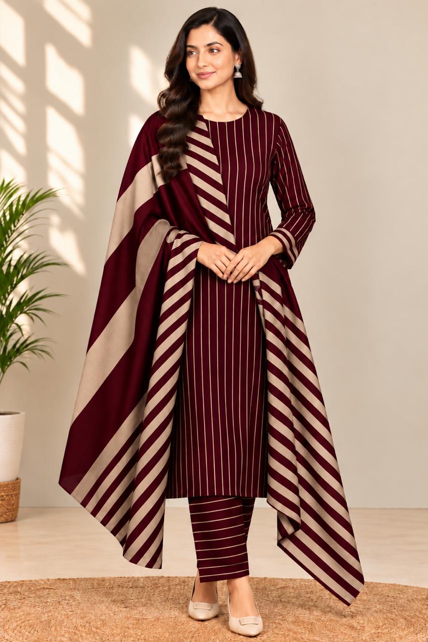 WINTER MARINA 3PC SUIT – Premium Striped Susi Winter Collection 2026