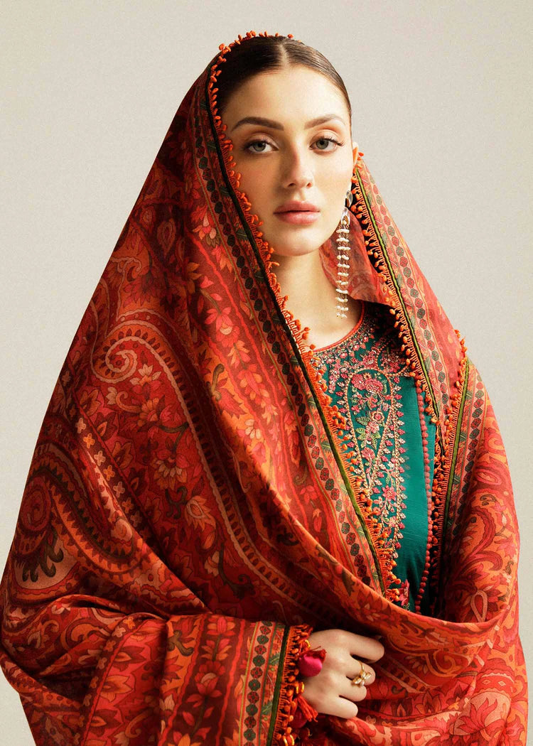 HUSSAIN REHAR- EMBROIDERED Lawn Unstitched 3PC with Courtal Printed Dupatta