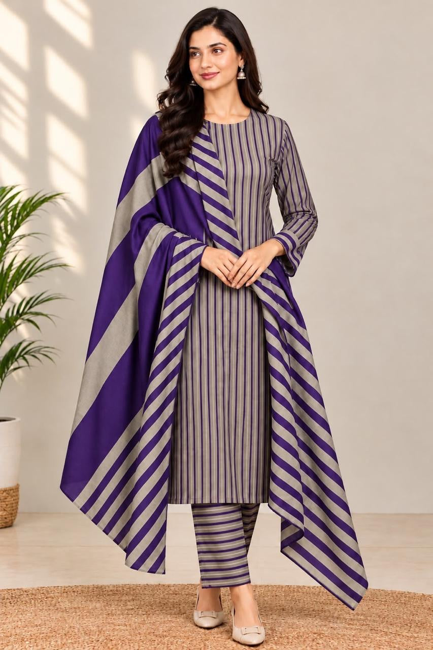 WINTER MARINA 3PC SUIT – Premium Striped Susi Winter Collection 2026