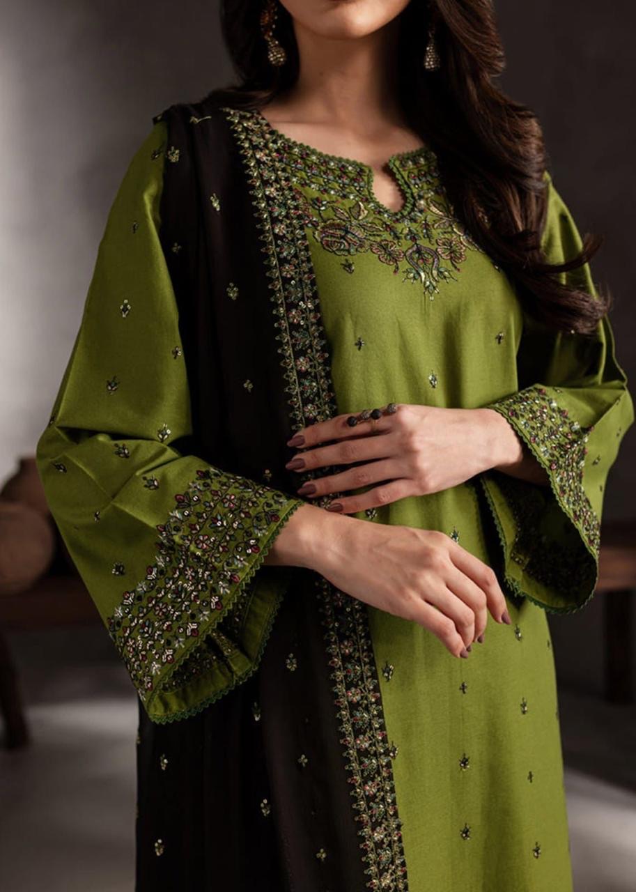 Batik - Sequence Embroidered Lawn Unstitched 3PC with Ready to wear Sequence Embroidered Bamber Chiffon Dupatta