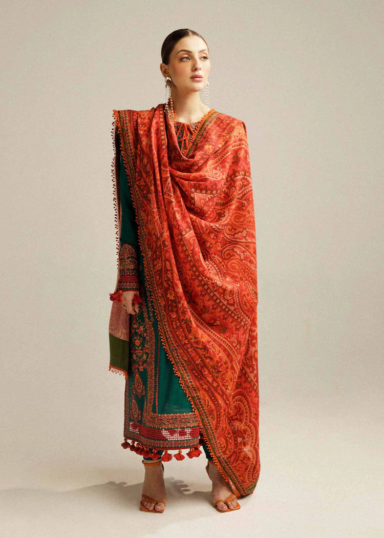 HUSSAIN REHAR- EMBROIDERED Lawn Unstitched 3PC with Courtal Printed Dupatta