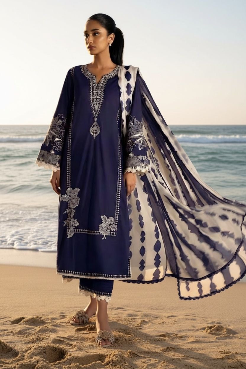 Embroidered Lawn Unstitched 3PC with Digital Printed Dupatta