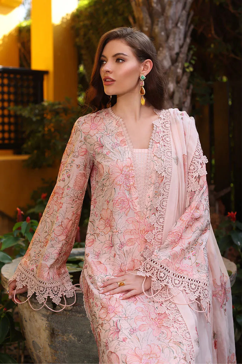 Bareeze-Lawn 3 Pcs All Over Embroidered Unstitched Suit With Embroidered Chiffon Dupatta