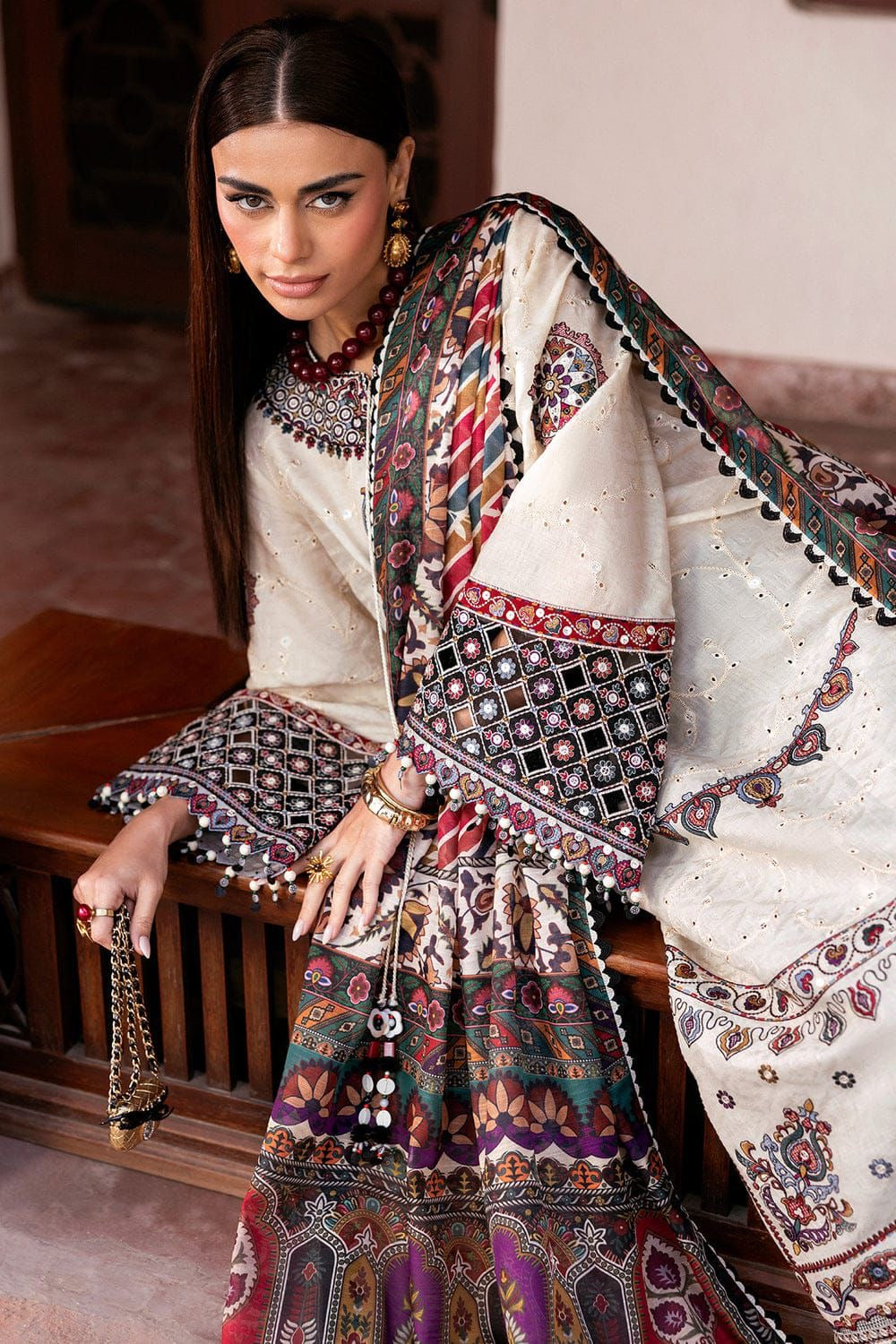 Jazmin-Heavy Embroidered Lawn Unstitched 3pc with Embroidered Trouser