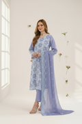 Full Chikankari Embroidered Lawn Unstitched 3pc with Embroidered Bamber Chiffon Dupatta