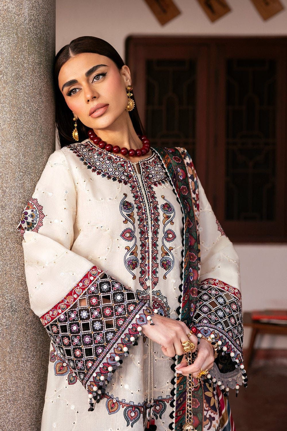Jazmin-Heavy Embroidered Lawn Unstitched 3pc with Embroidered Trouser