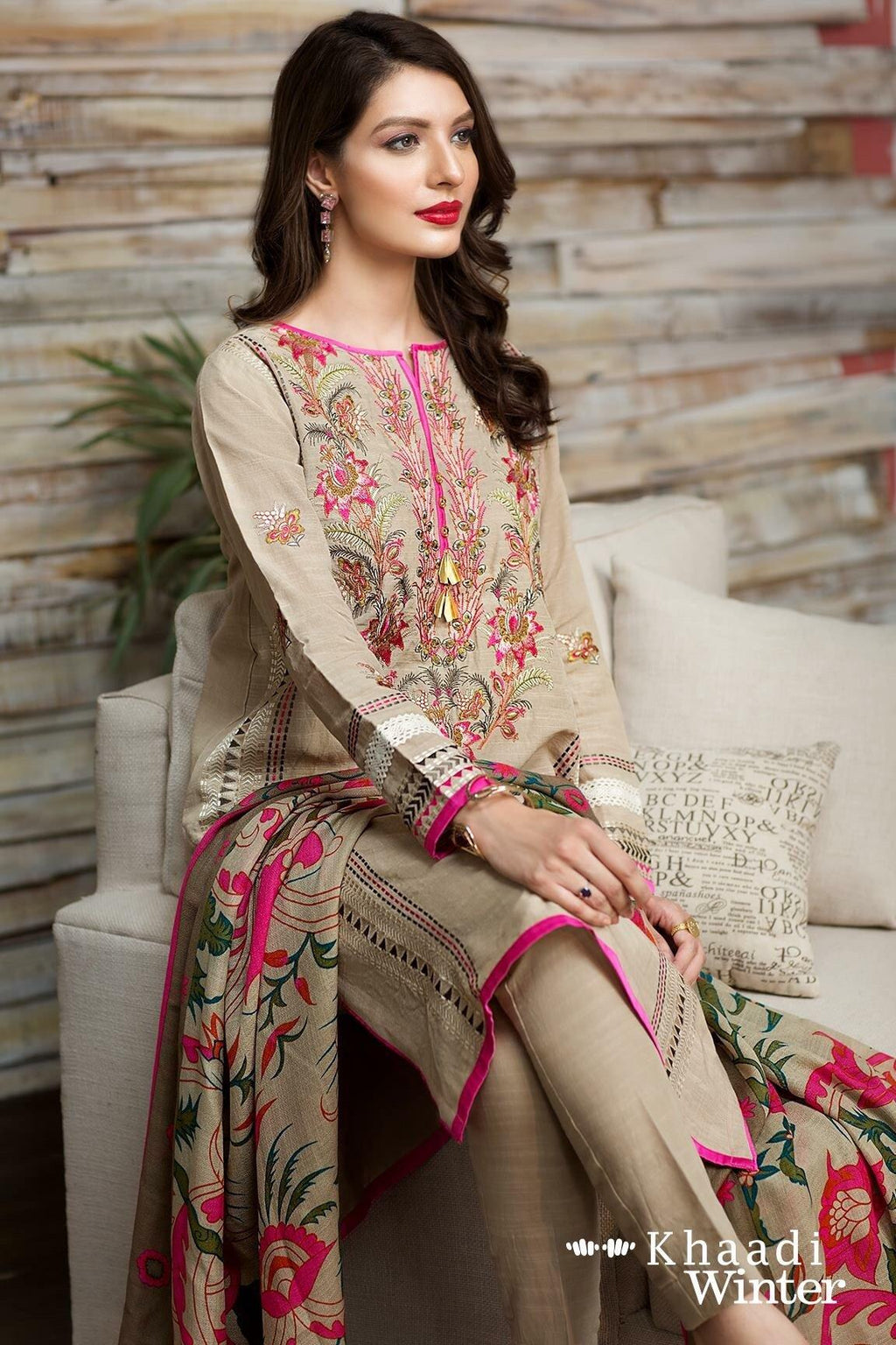 Khaadi Embroidered Lawn 3PC with Digital Printed Dupatta