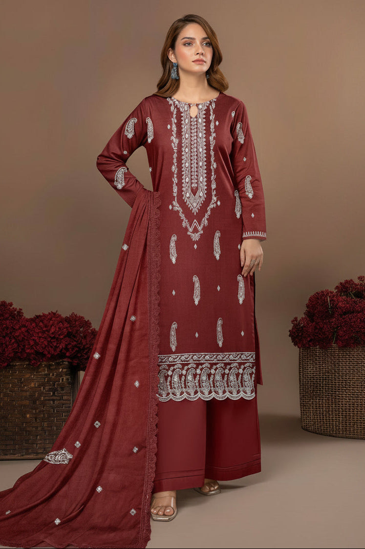 Embroidered Lawn Unstitched 3PC with Embroidered Ready to wear Dupatta