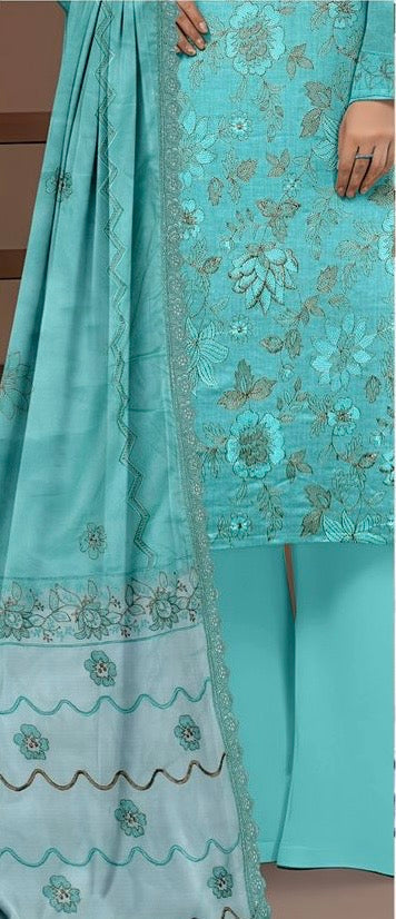 Embroidered Lawn Unstitched 3PC with Embroidered Ready to wear Dupatta
