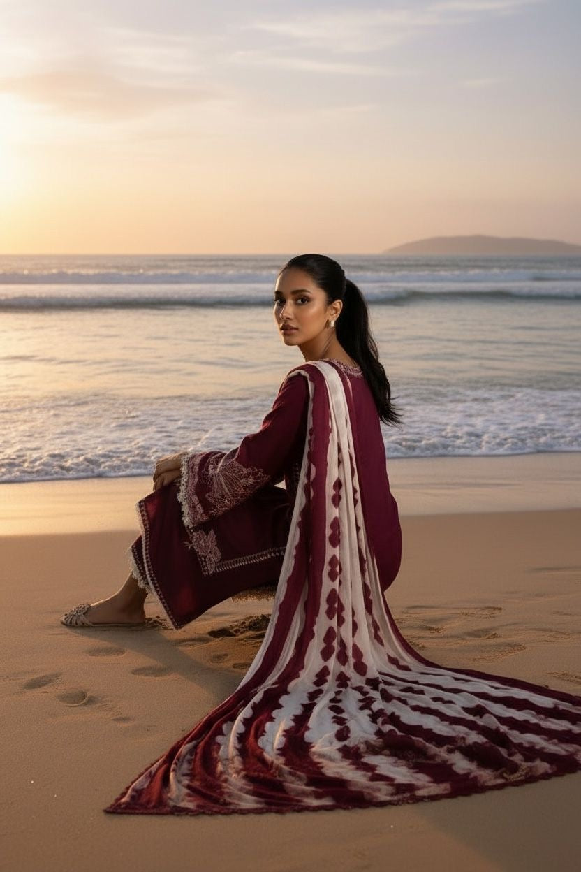 Embroidered Lawn Unstitched 3PC with Digital Printed Dupatta
