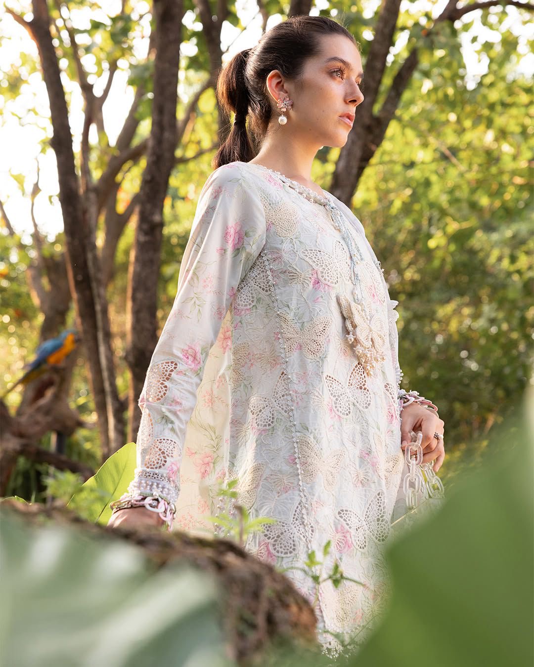 Maria B- Chikankari Embroidered Lawn Unstitched 3pc with Ready to wear Chiffon Dupatta