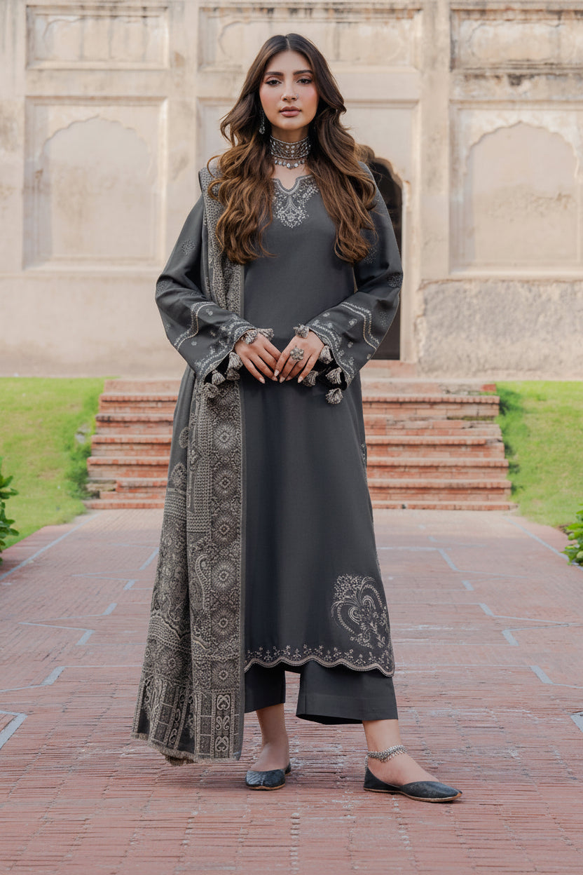 Izel-Embroidered Lawn 3PC with Digital Printed Dupatta