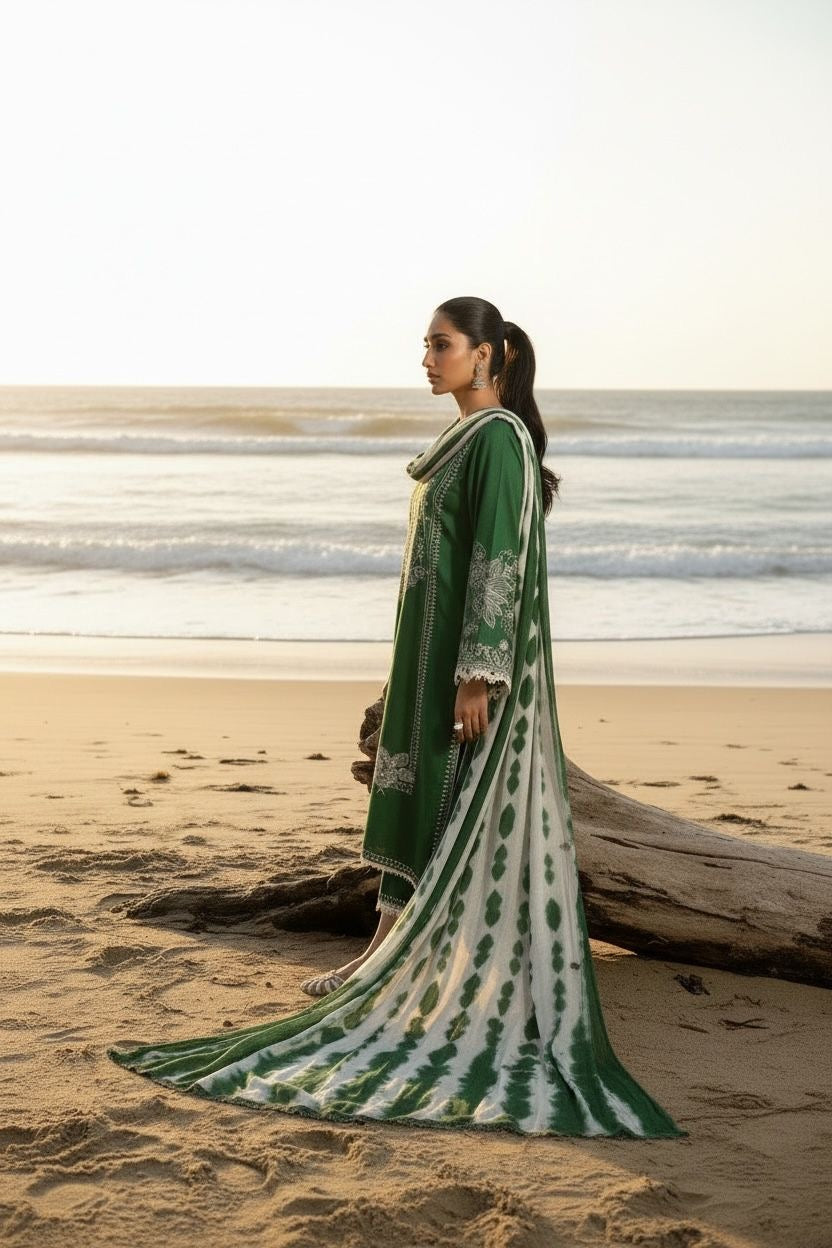 Embroidered Lawn Unstitched 3PC with Digital Printed Dupatta