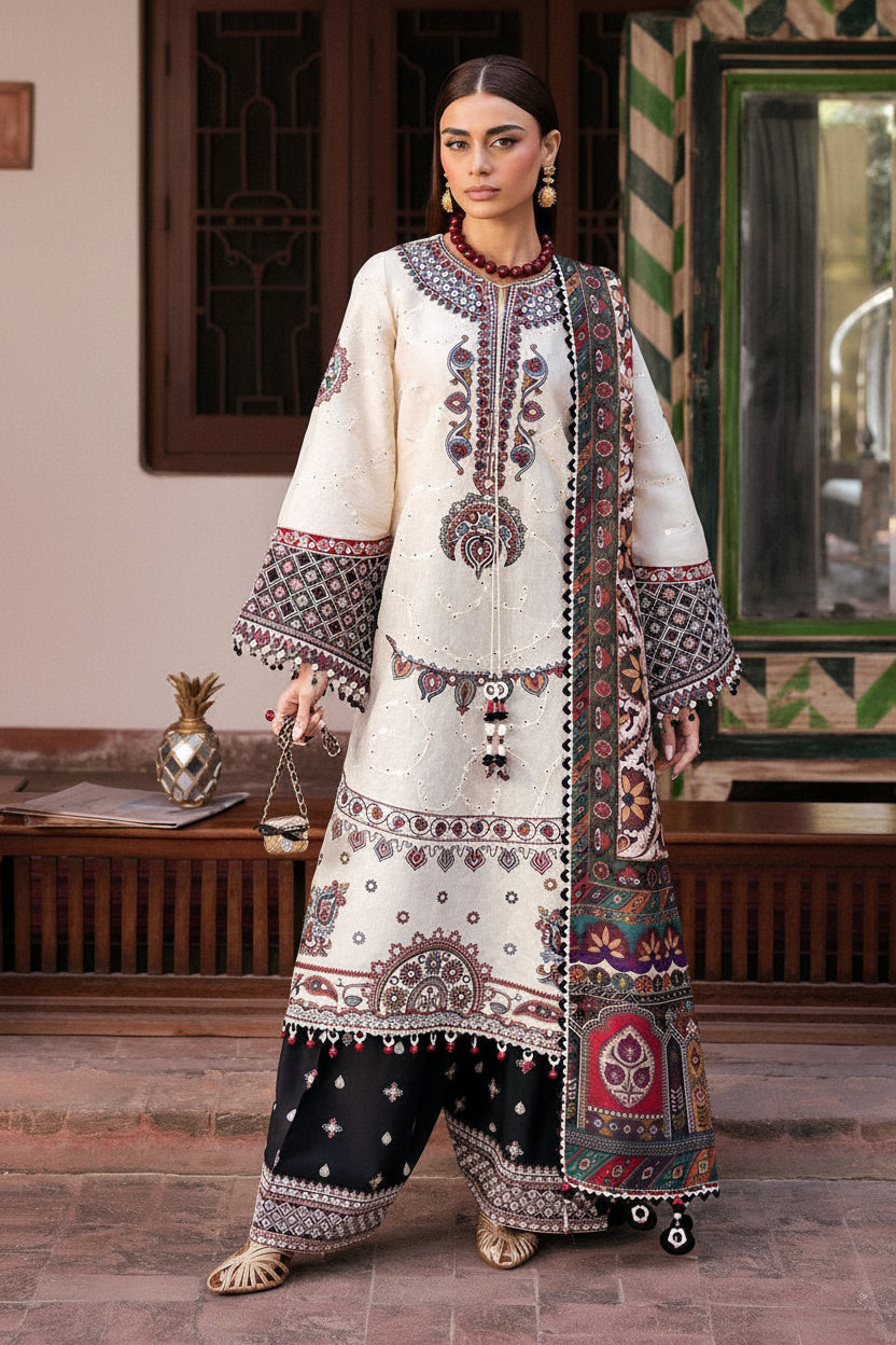 Jazmin-Heavy Embroidered Lawn Unstitched 3pc with Embroidered Trouser
