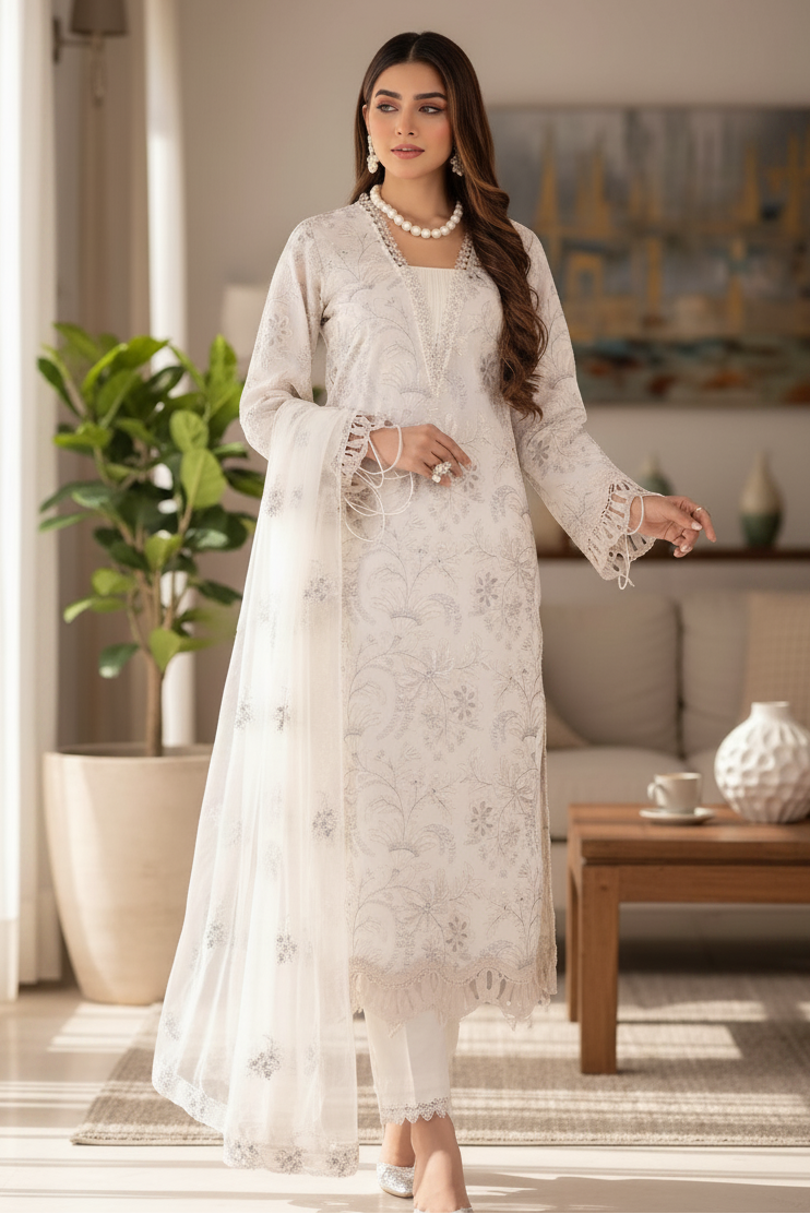 Bareeze-Lawn 3 Pcs | All Over Embroidered