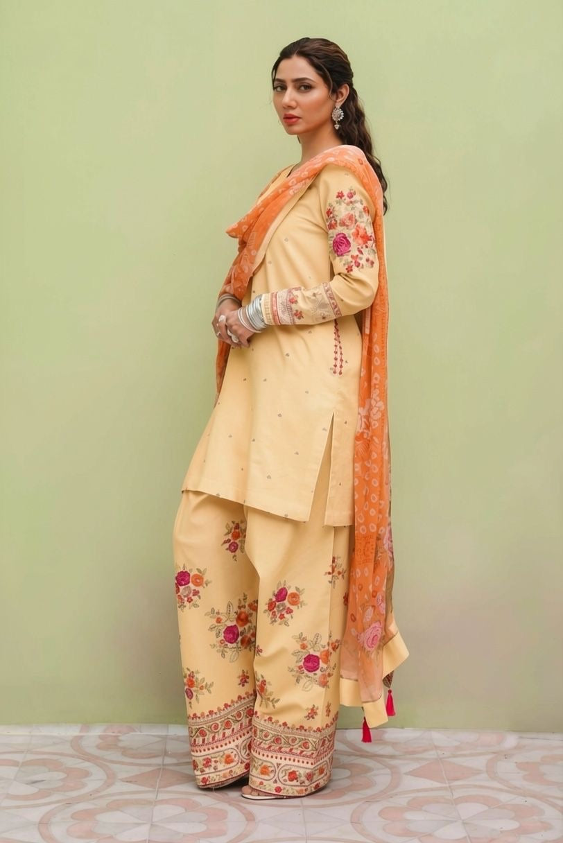 Zara Shahjahan-Embroidered Unstitched Lawn 3 PC with Embroidered Trouser