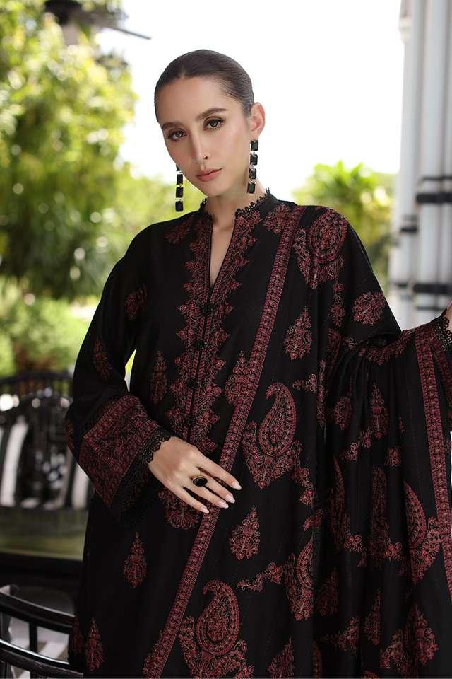 Bareez’e-Heavy Embroidered Lawn Unstitched 3PC Suit with Full Embroidered Bamber Chiffon Dupatta