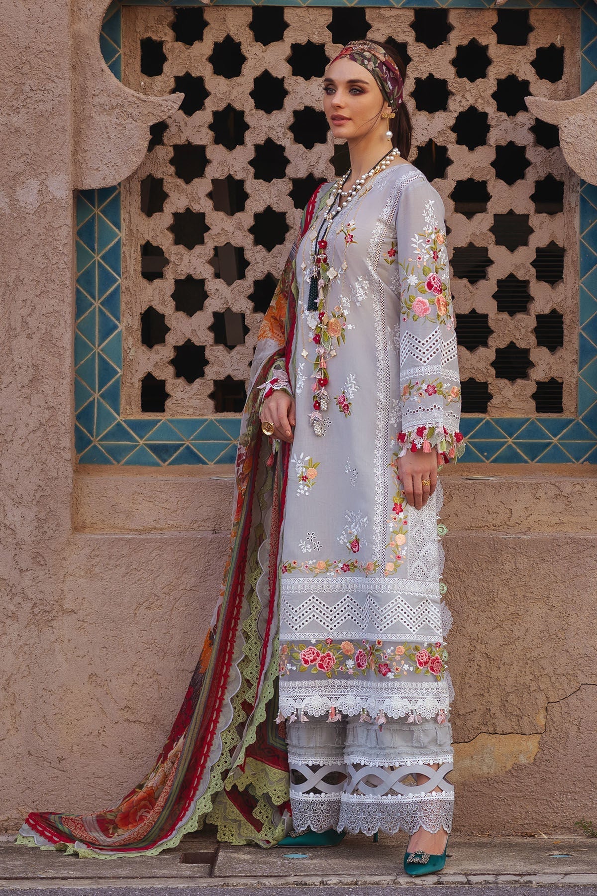 Light Gray Embroidered Lawn 3PC