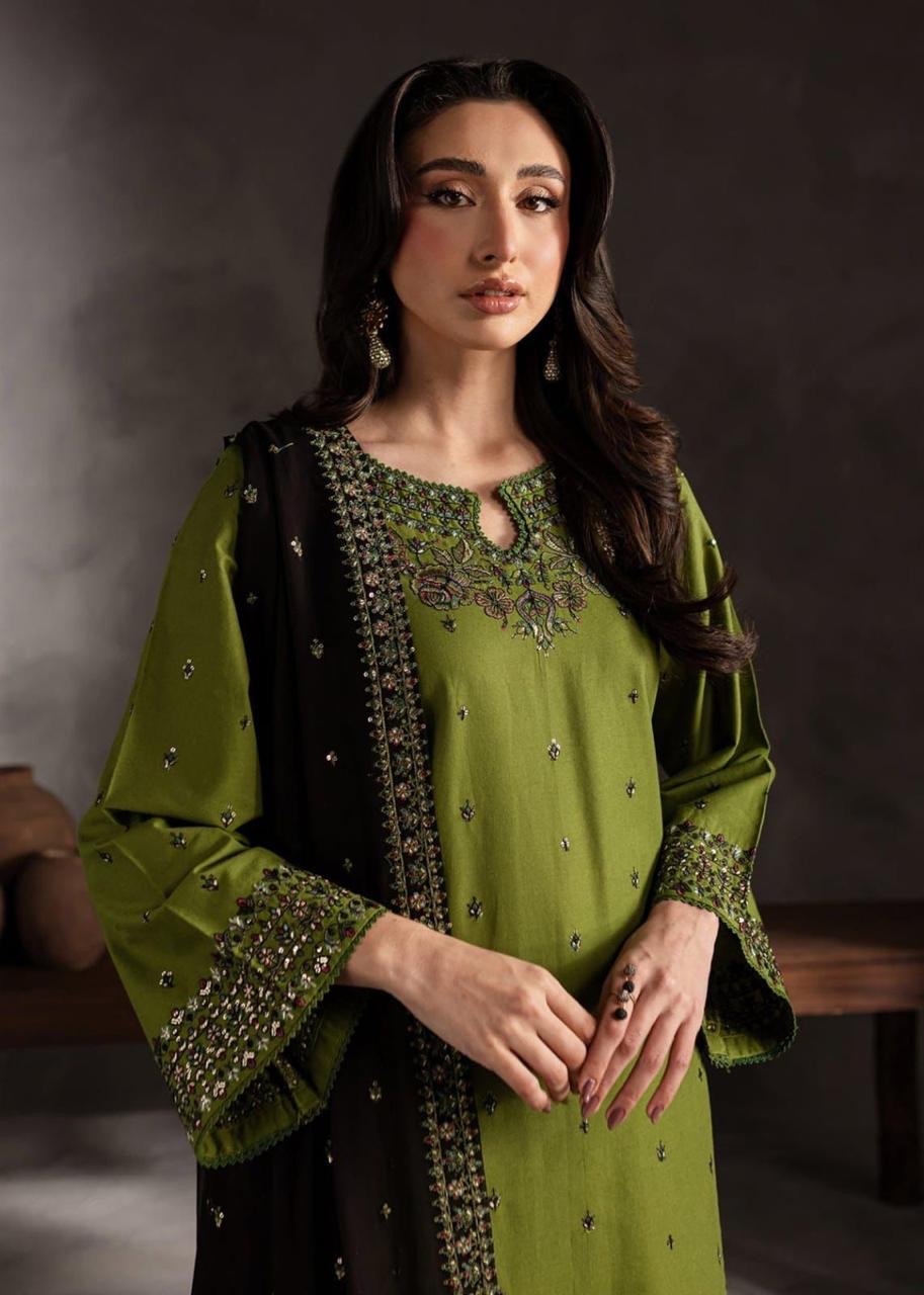 Batik - Sequence Embroidered Lawn Unstitched 3PC with Ready to wear Sequence Embroidered Bamber Chiffon Dupatta