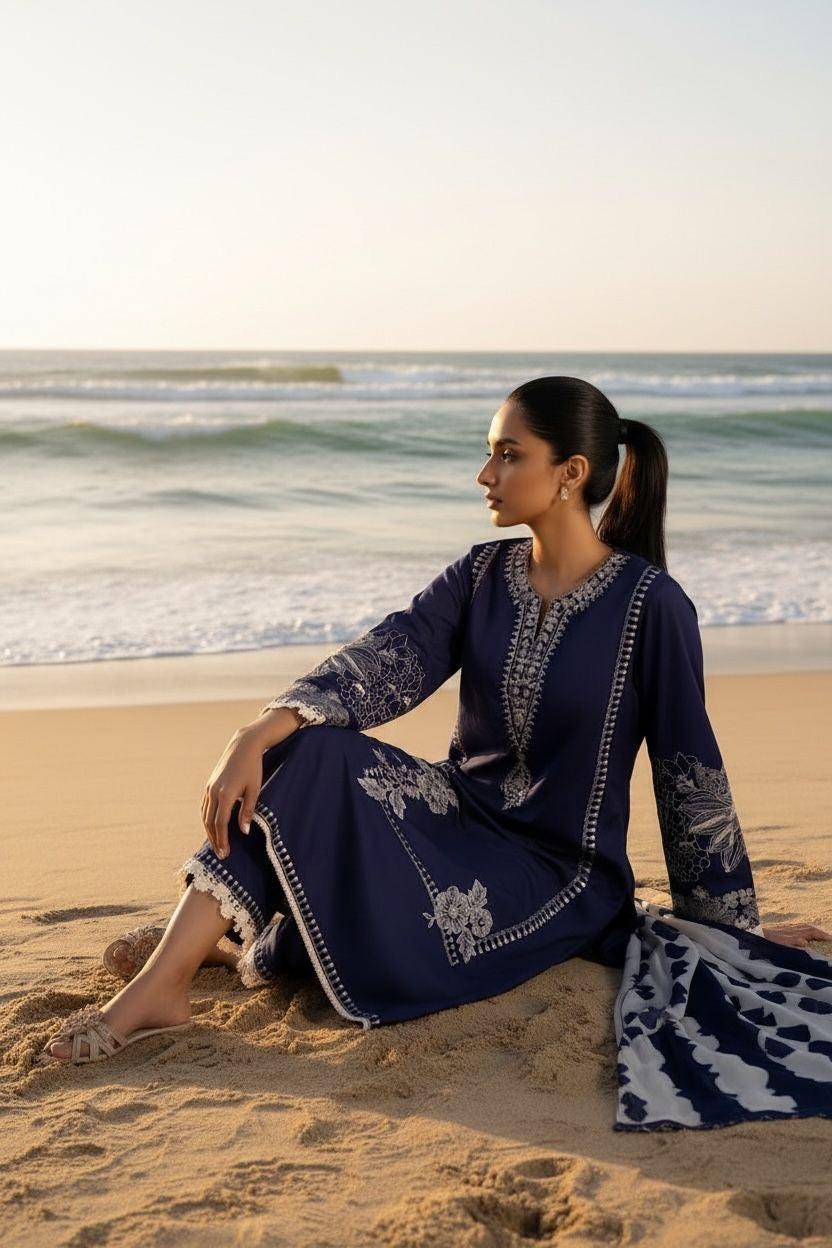 Embroidered Lawn Unstitched 3PC with Digital Printed Dupatta