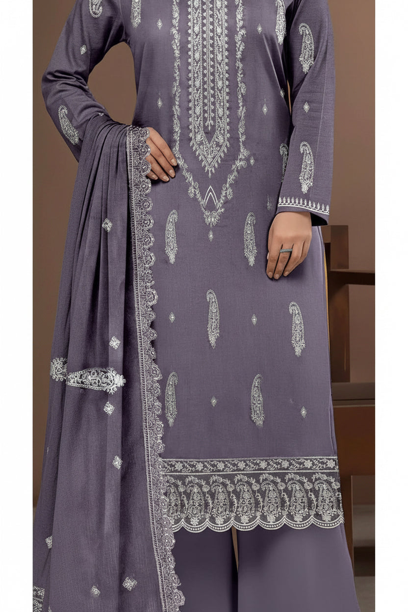 Embroidered Lawn Unstitched 3PC with Embroidered Ready to wear Dupatta