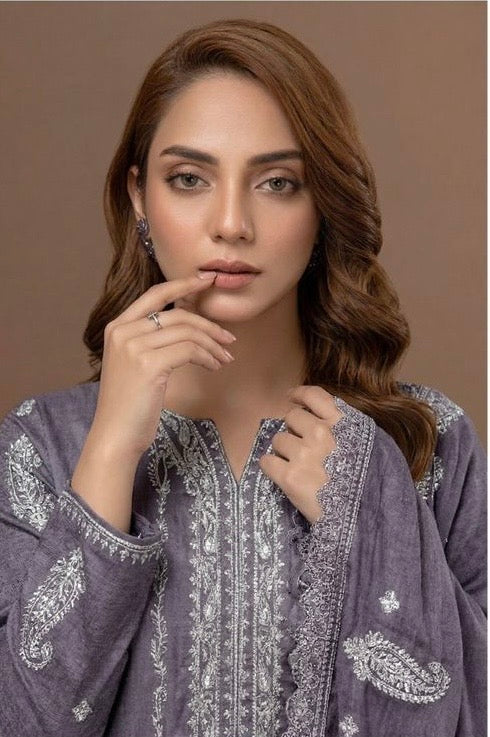 Embroidered Lawn Unstitched 3PC with Embroidered Ready to wear Dupatta