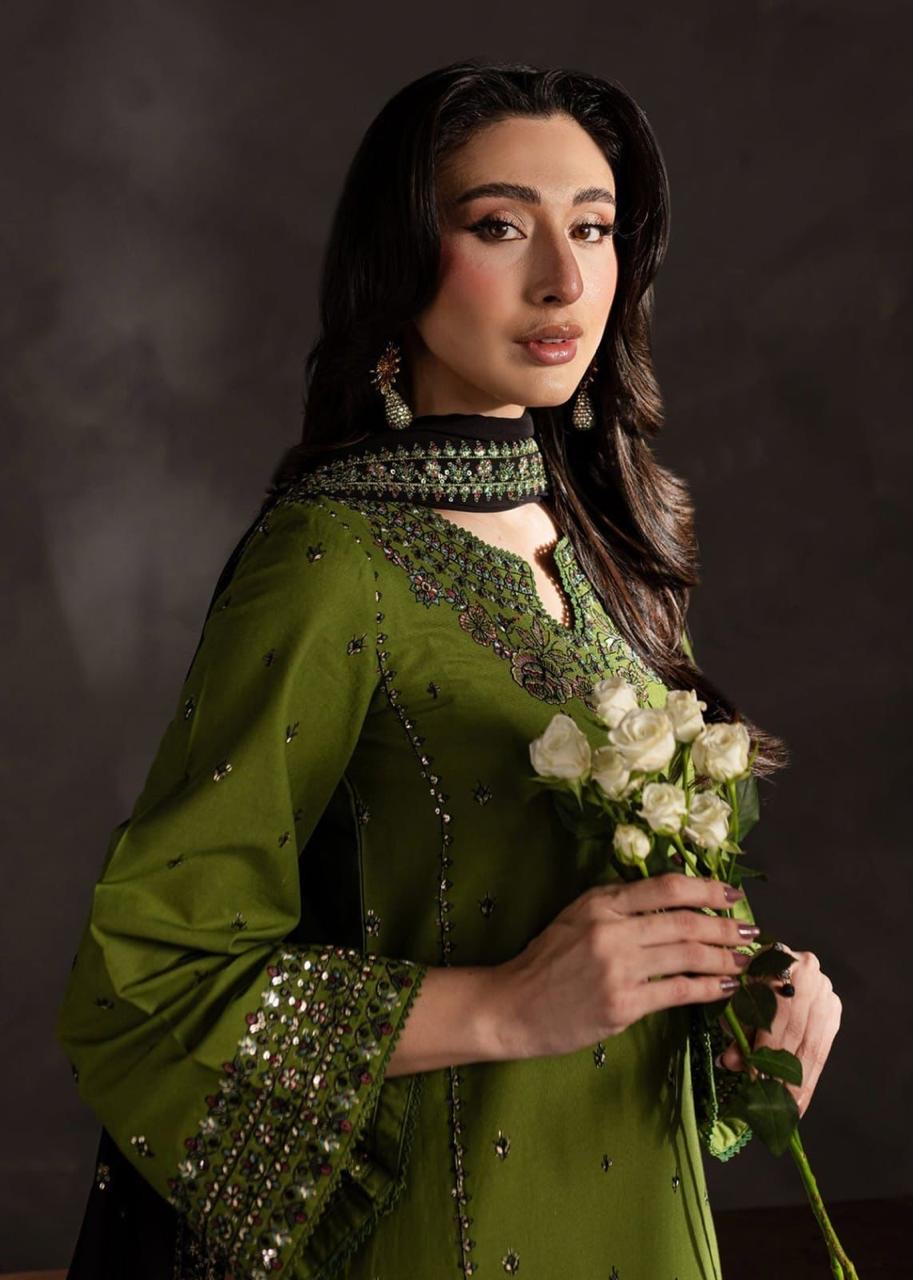 Batik - Sequence Embroidered Lawn Unstitched 3PC with Ready to wear Sequence Embroidered Bamber Chiffon Dupatta