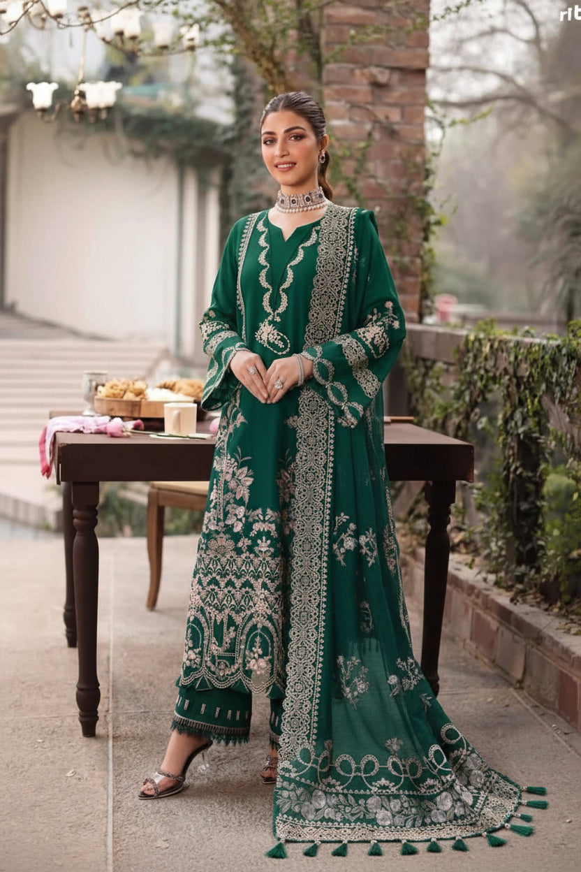 3 Piece - Unstitched Fully Embroidered Preminum Lawn Fabric
