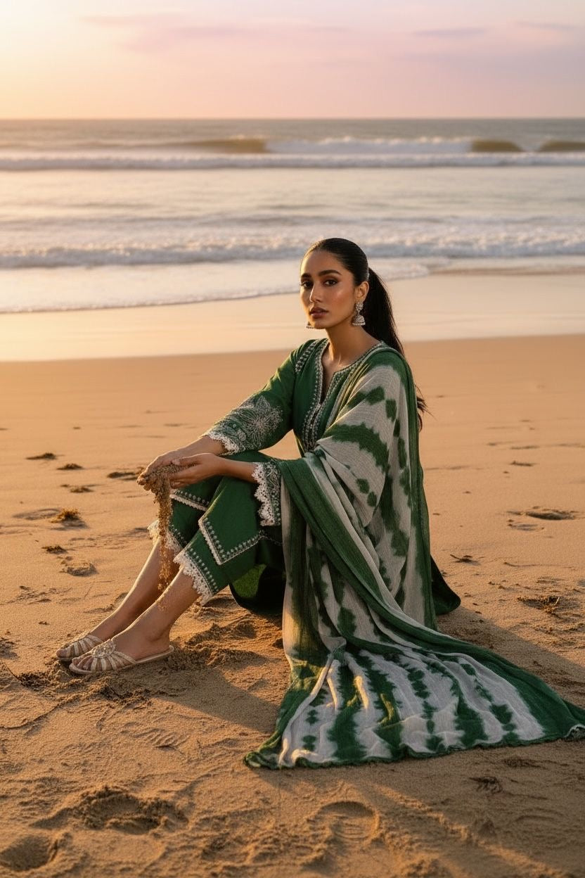 Embroidered Lawn Unstitched 3PC with Digital Printed Dupatta