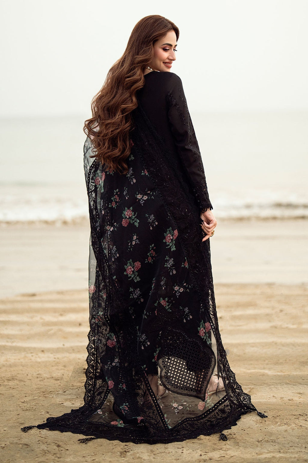 NUREH-Chikenkari Laser Embroidered Lawn 3PC with Cotton Net Printed Dupatta