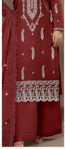 Embroidered Lawn Unstitched 3PC with Embroidered Ready to wear Dupatta