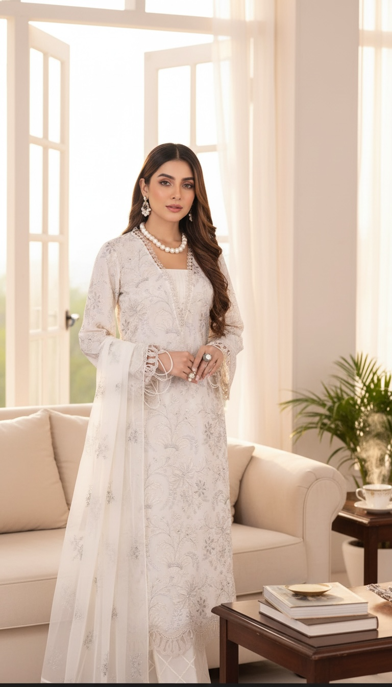 Bareeze-Lawn 3 Pcs | All Over Embroidered