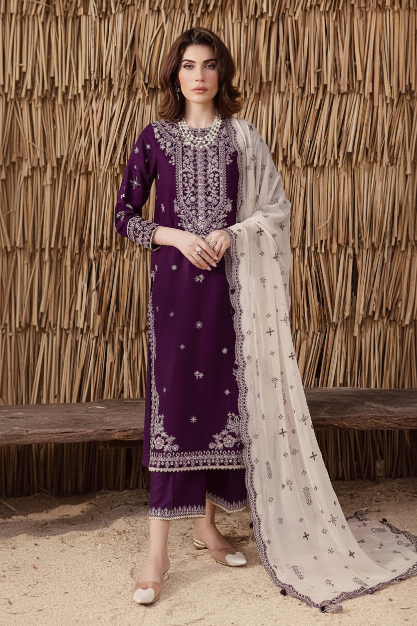 Embroidered Lawn Unstitched 3PC with Digital Printed Voil Lawn Dupatta