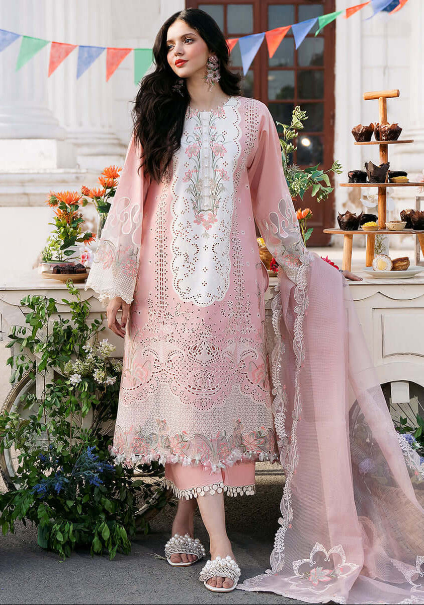 Chicken Kari Fully Embroidered pure Lawn Unstitched 3PC With Heavy Embroidered Khadi Net Dupatta